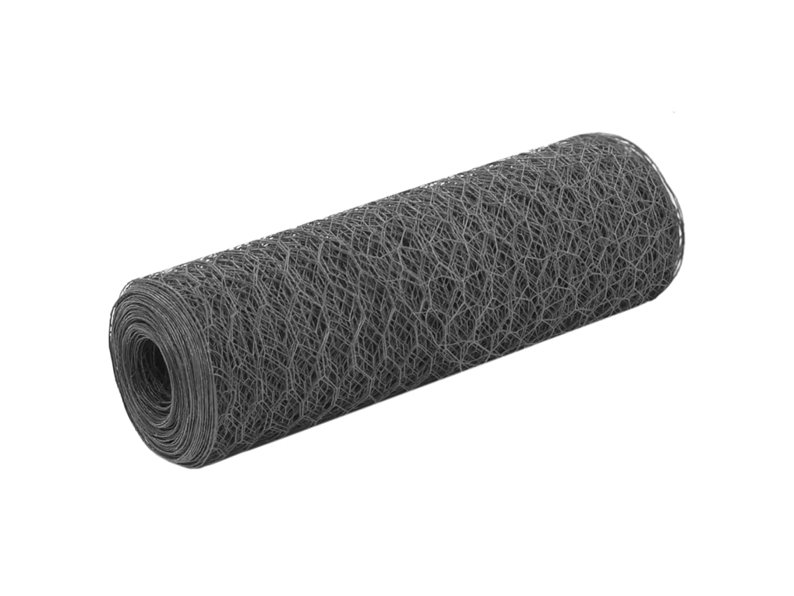 Vidaxl Cerca Arame Galinheiro 25x0,5m Aço C/ Revestimento Pvc Cinzento