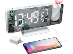 Despertador Digital de Projeção para Quartos, Rádio despertador no Teto, Porta de Carregador Usb, Display de Temperatura e Umidade, Display EHSTMIND