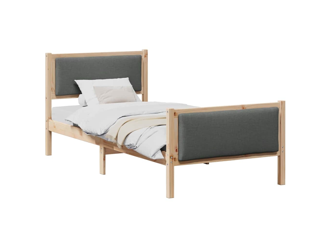 Estrutura da Cama com Cabeceira Cinza Escuro Tecido MAISON EXCLUSIVE 90x200 cm
