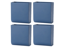 4Pcs Caixa de Armazenamento de Controle Remoto Montada na Parede Sem Perfuração-Azul