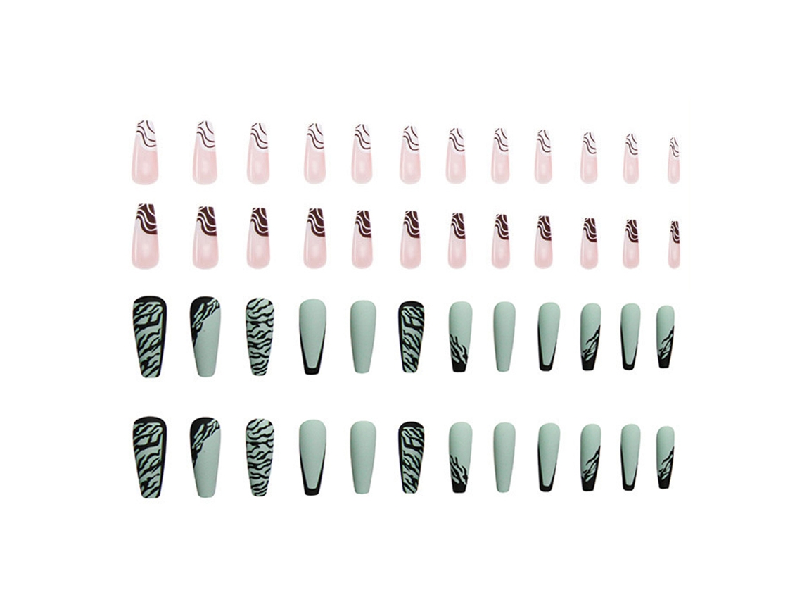 Dois Conjuntos de Adesivos de Unhas Médios e Longos em Estilo Francês Ferramentas para Unhas Decorativas Como Brinde NEVEANCE