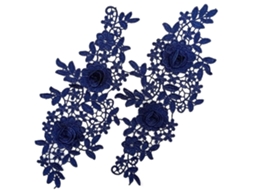 Par De Patches De Bordado Costure Em Patches Azul Escuro Slowmoose