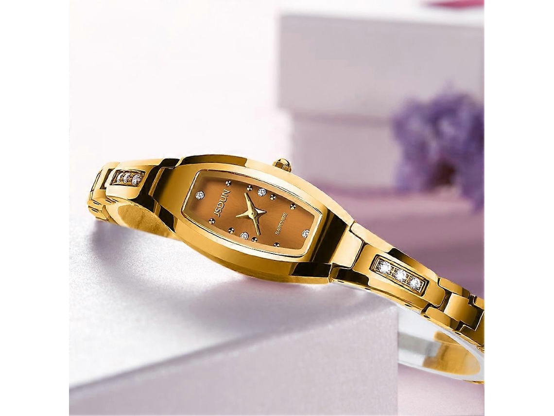 Relógio De Quartzo Luminoso Feminino Jin Shi Dun 6530 Com Calendário Duplo.