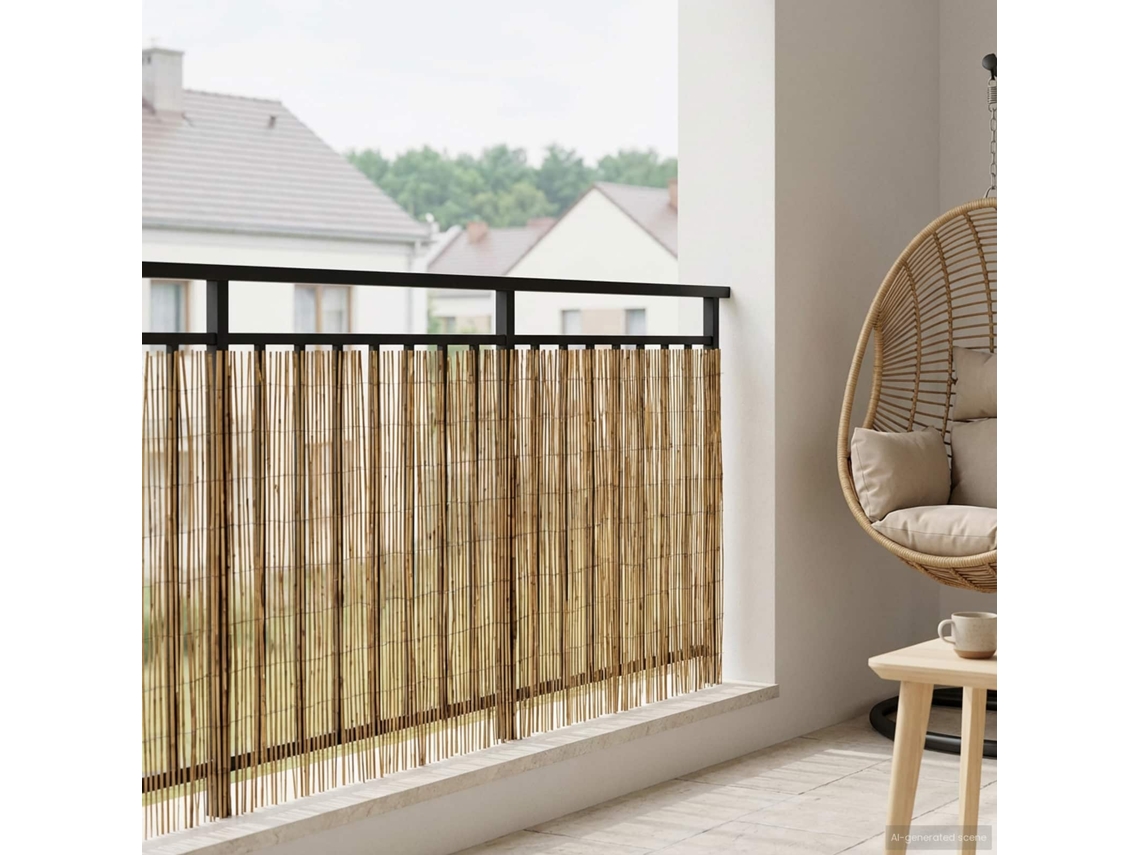 Vidaxl Cerca Para Jardim Carbonizado 600 X 90 Cm Junco