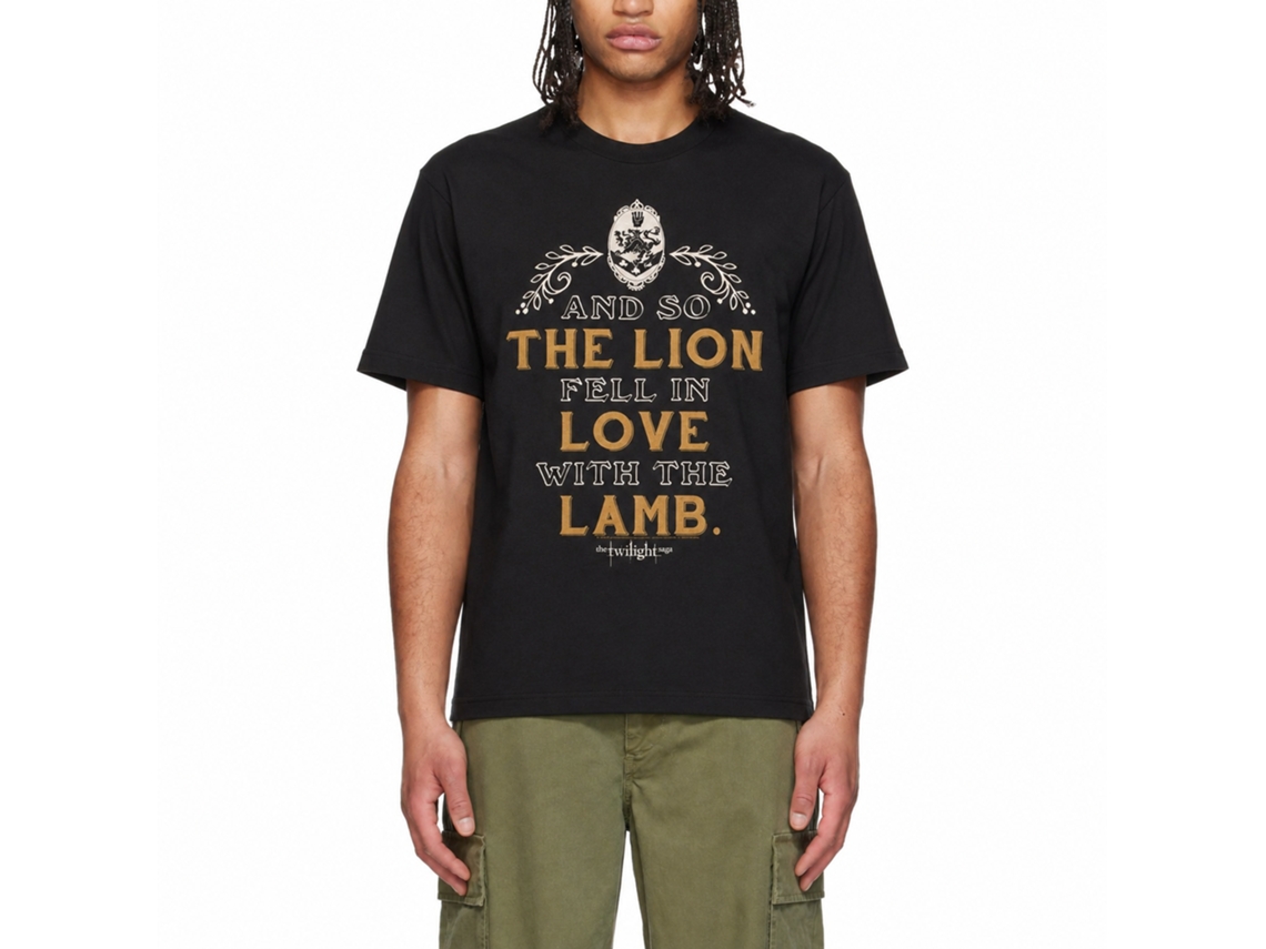 Rockinstone Twilight Movie Lion Lamb Quote Black Adult T-shirt Size:l