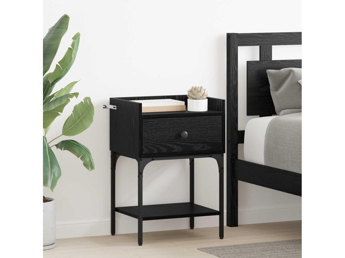 Vidaxl Mesa-de-cabeceira Com Gaveta Carvalho Preto 40 X 29 X 60 Cm