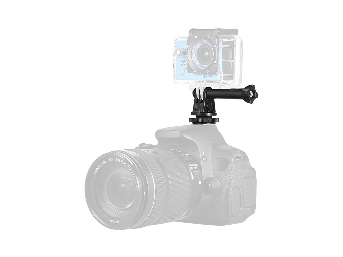 Adaptador de montagem para câmera de ação, encaixe para sapata com parafuso de tripé de 1/4", compatível com câmeras GoPro e DSLR.