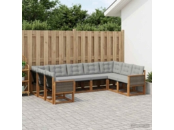 Vidaxl Conjunto De Sofás Para Exterior 9 Pcs Natural E Cinza Claro