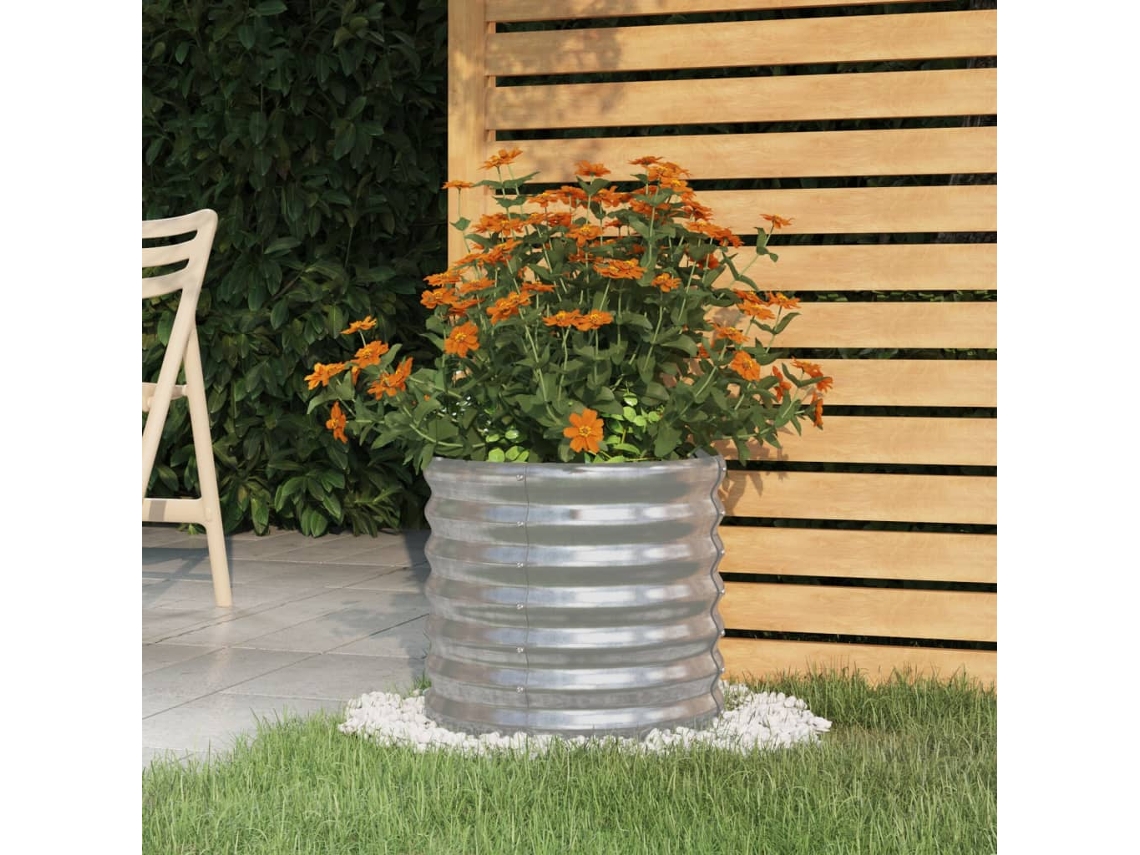 Vidaxl Vaso/floreira De Jardim Aço Galvanizado 40x40x36 Cm Prateado