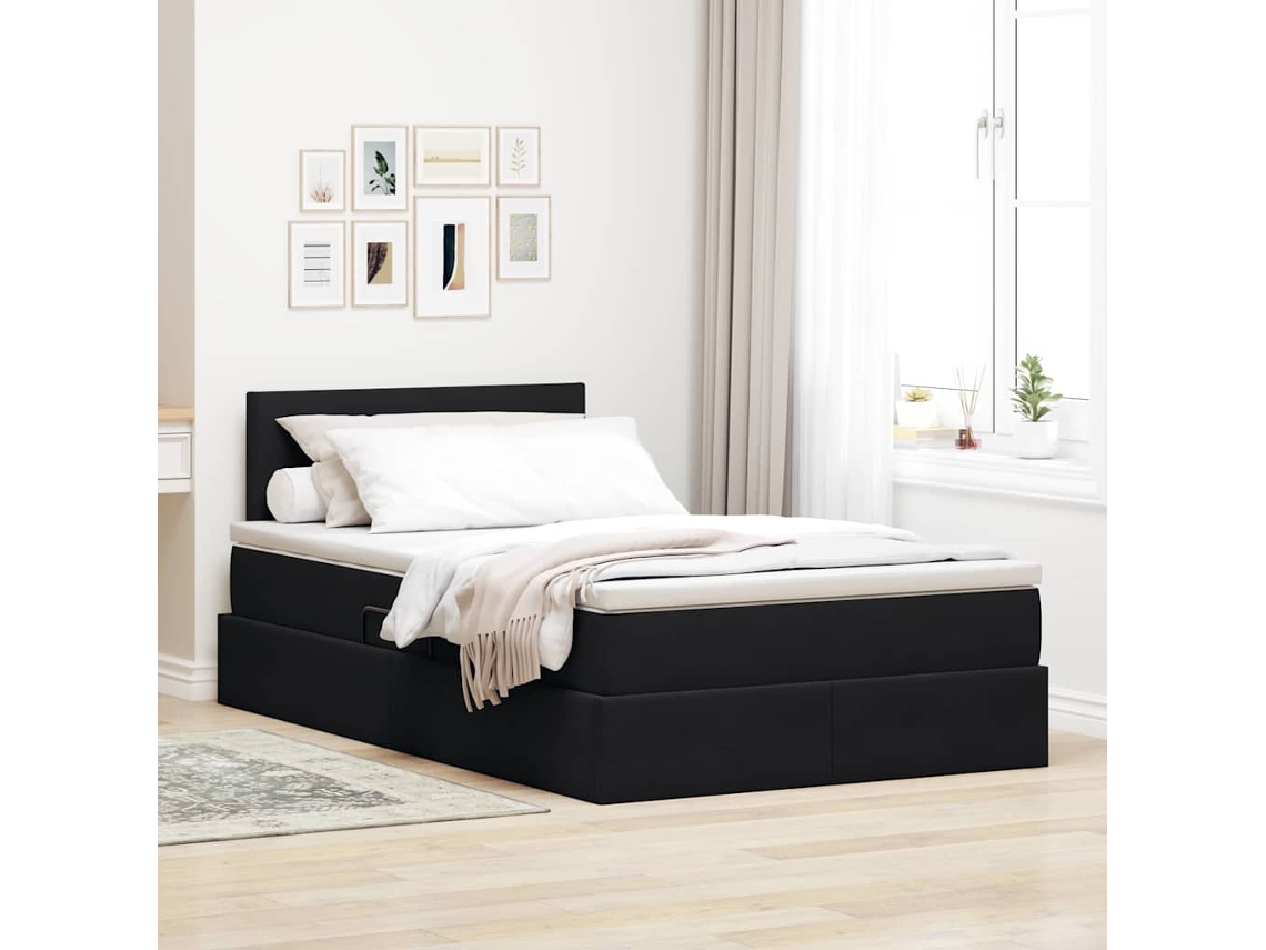Vidaxl Cama Com Armazenamento Com Cabeceira Preto 120 X 200 Cm Veludo