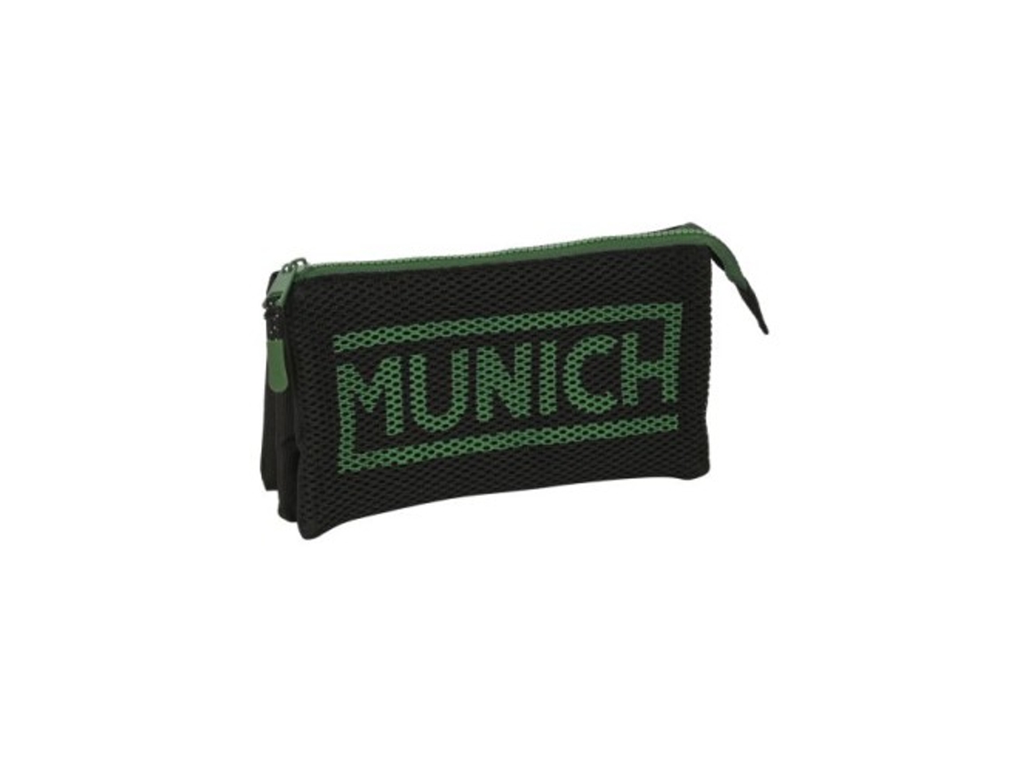 Estojo triplo Munich Caviar 22x12x3cm Safta