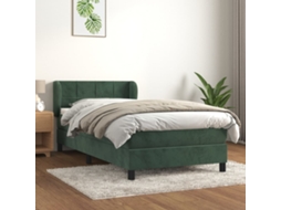 Cama Com Molas/colchão 90x200 Cm Veludo Verde-escuro Wsd301327