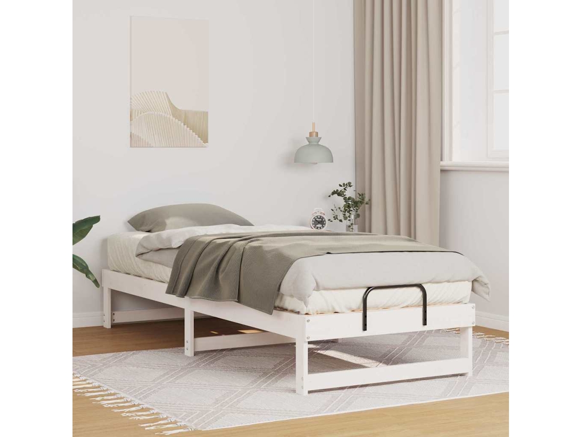 Vidaxl Estrutura Da Cama Branco 90 X 210 Cm Madeira De Pinheiro Sólida