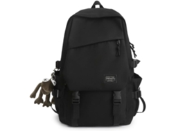 Mochila Laptop Nylon Preta Com Chaveiro De Sapo