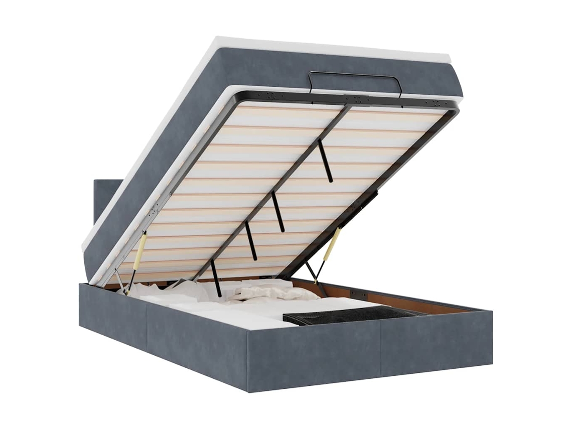 Ottoman Bed, Ottoman Beds Vidaxl Cinzeto Veludo (120 X 190 Cm)
