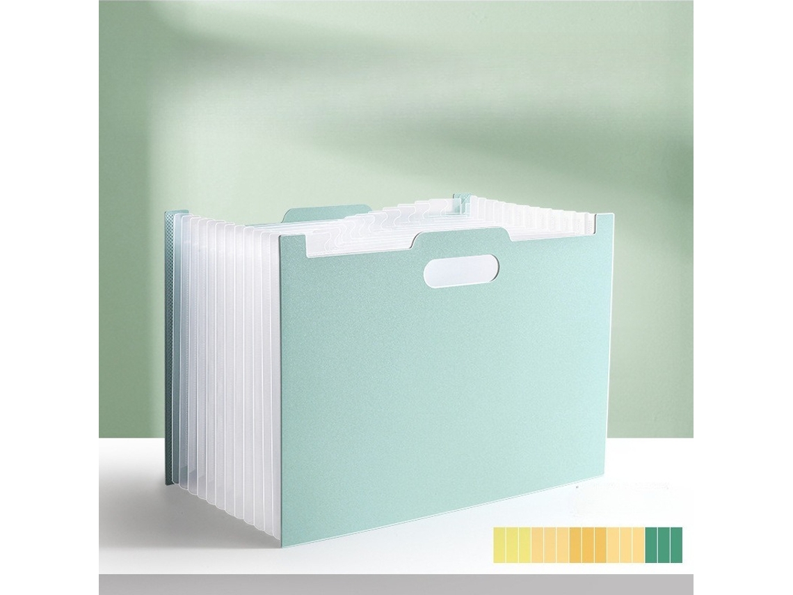 Pasta De Mesa De Plástico Com Alça E 13 Compartimentos Para Documentos Tamanho A4 Para Casa, Escritório E Escola Gertiz (verde)