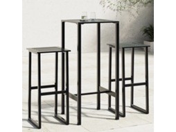 Vidaxl Conjunto De Bar Para Jardim 3 Pcs Aço Revestido A Pó Preto