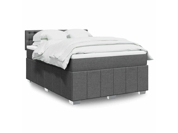 Vidaxl Cama Com Molas/colchão 140x190 Cm Tecido Cinzento-escuro