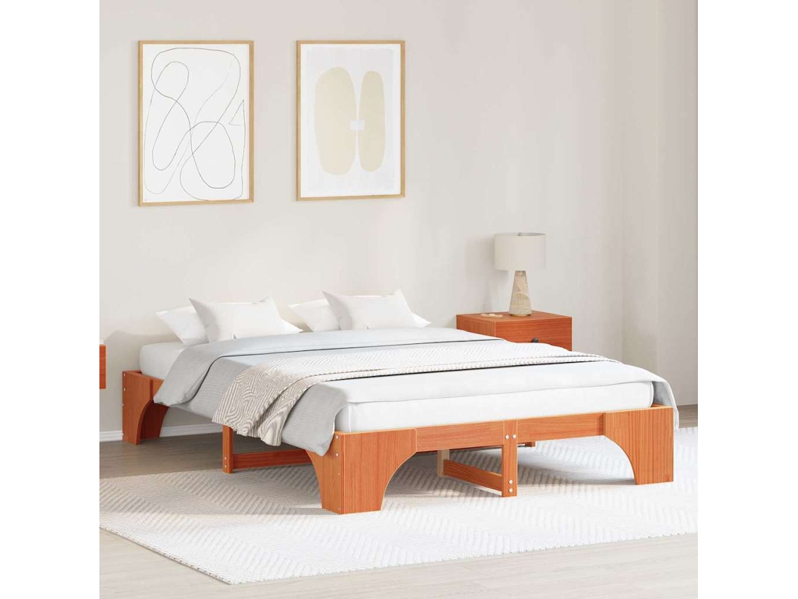 Vidaxl Estrutura da Cama Marrom Cera 140 X 200 Cm