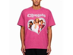 Rockinstone Clueless Diamond Heart Retro Pink Heather T-shirt Size:xl