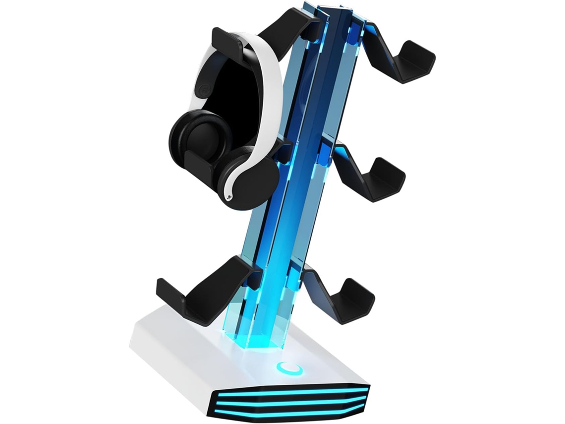 Suporte De Armazenamento Moderno E Iluminado Para Controles Fones Ouvido Sem Fio Seguro