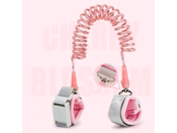 Mali cordão de Pulso Anti perdas Infantil com Trava por Indução Reflectivo Giratório 360° Rosa Sakura 1.5m