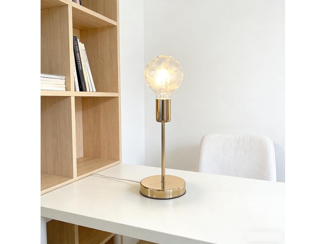 Luminária de mesa moderna em metal dourado com interruptor, estilo industrial, para cabeceira, soquete E27, ideal para