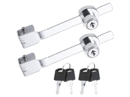 Conjunto De 2 Fechaduras Deslizantes Com Chave Para Vidro, Ideais Terrários, Janelas E Portas Vidro. Possuem Chaves Idênticas (prateadas).