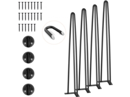 Conjunto De 4 Pés De Mesa Hairpin Em Aço 710 Mm Para Estabilidade Tekmaquinas