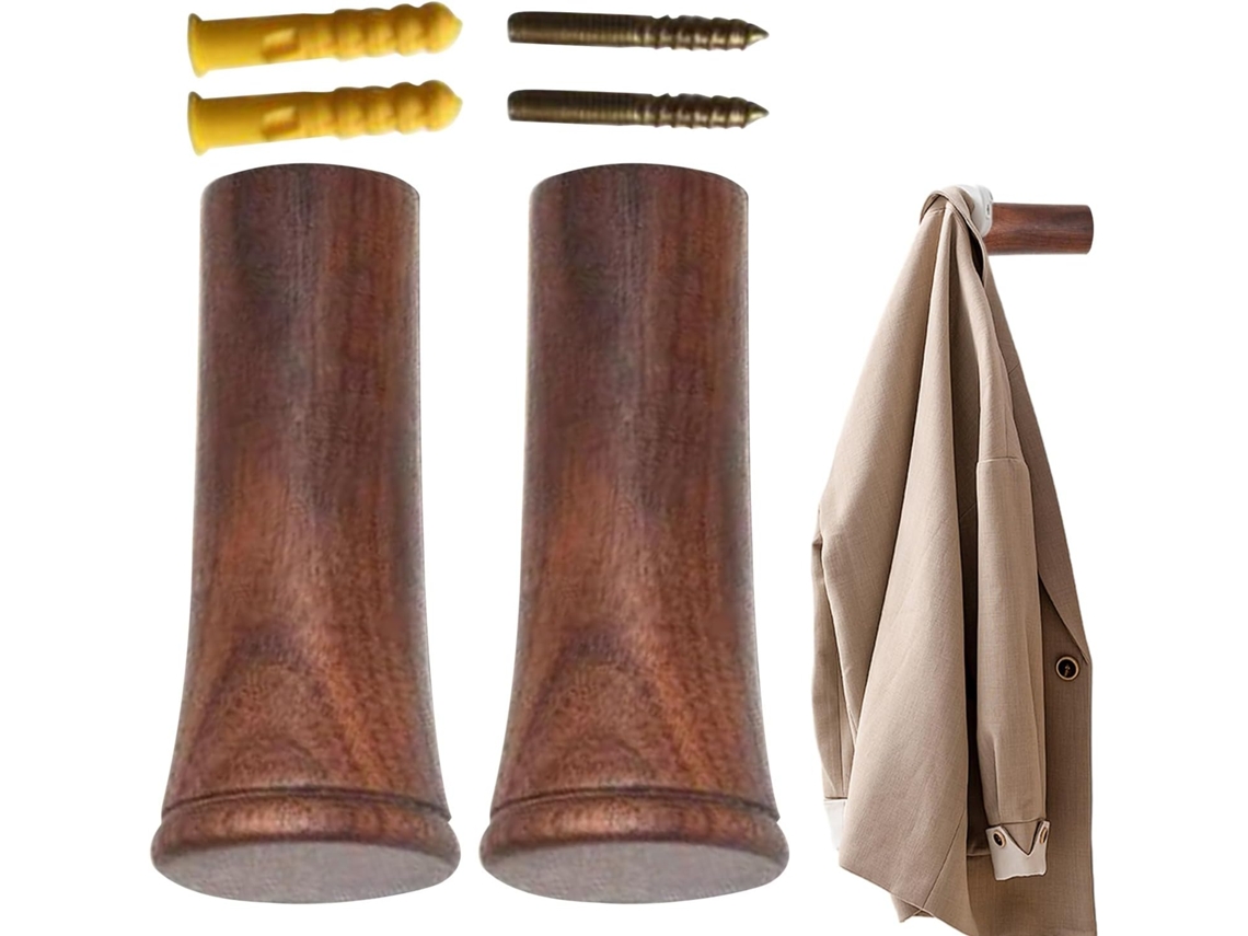 Conjunto De 2 Ganchos De Madeira Para Mochilas, Chaves, Decoração Rústica, Chapéus.