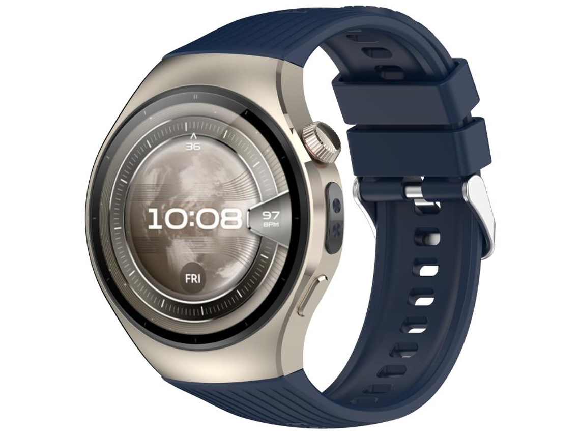 Bracelete para Huawei Watch 5 Silicone Cor Sólida Vertical com Fivela de Aço Prate Azul Escuro XIAOMOYU (46mm)