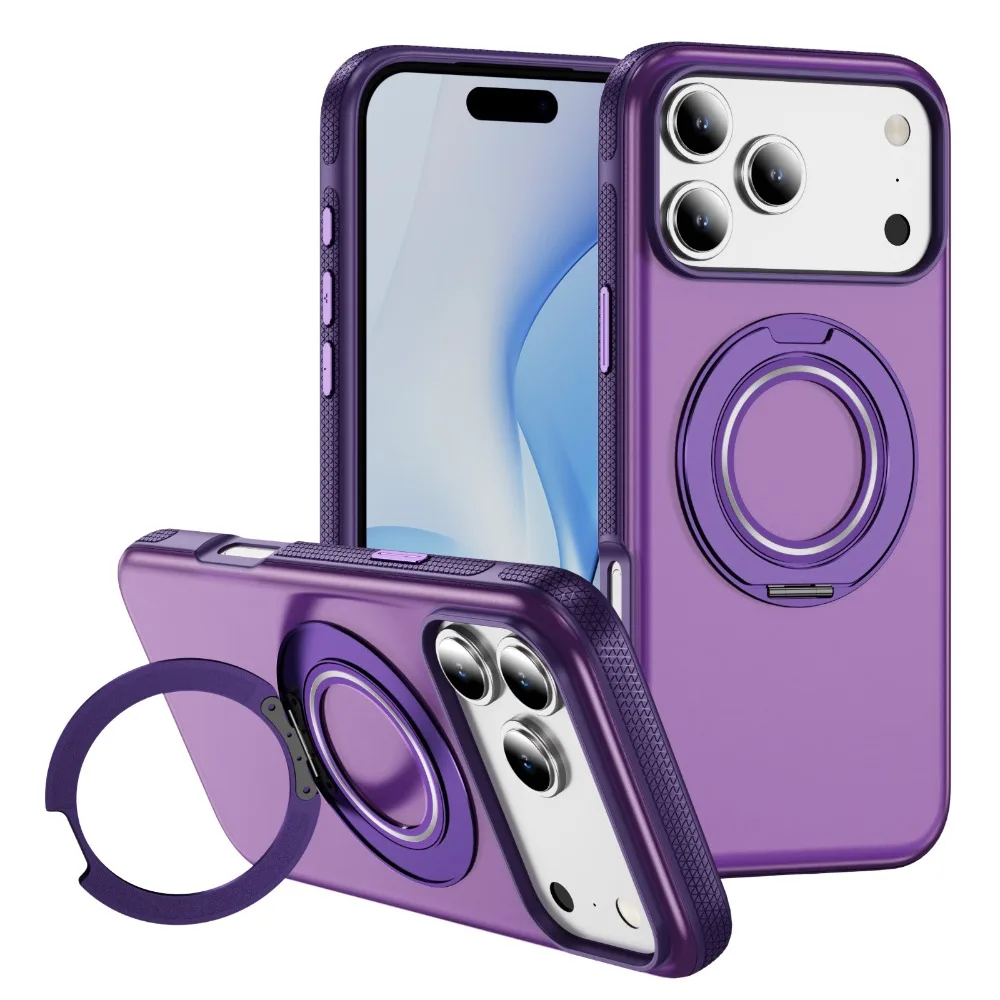 (roxo, Iphone Air) Capa Fosca Para Celular, Compatível Com Magsafe, Com Suporte De Anel Giratório De 360°.