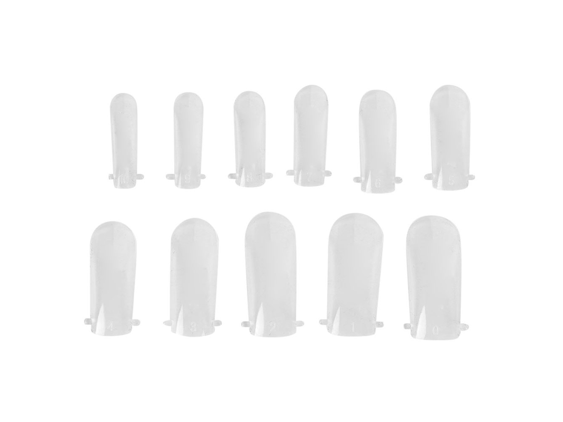 Caixa com 120 unidades de unhas postiças de resina gel transparente para manicure profissional.
