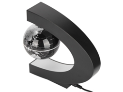 Globo Flutuante Magnético Base em Forma de C com Luz Led Decoração Mapa Mundi 3 Polegadas