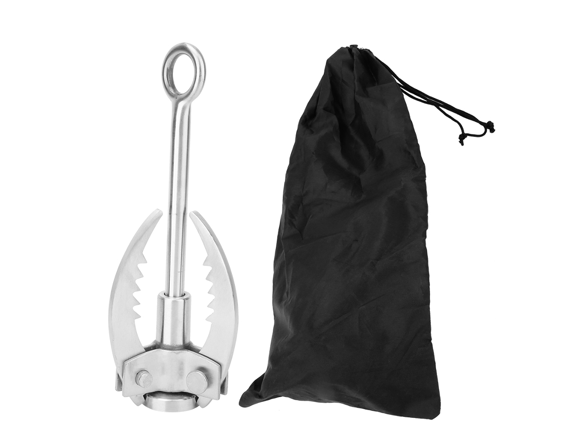 Gancho Carabina 3 Garras Aço Inox Plegável Sobrevivência