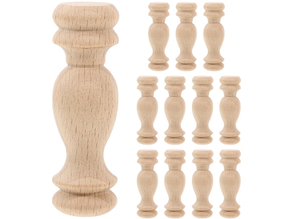 Inoomp Kit de 12 Ponteiras de Madeira Maciça para Colunas em Estilo Românico, 6 X 1,8 Cm, em Madeira Maciça, Sem CHABERLU