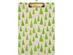 Mini Árvore de Natal Plástico Verde com Prancheta Metal 31,8 X 22,9 0,3 Cm Durável Resistente