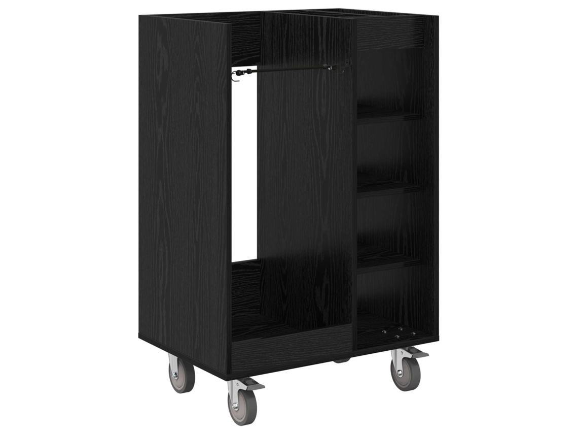 Vidaxl Armário De Golfe Com Roda Liso Carvalho Preto 65 X 45 X 98 Cm