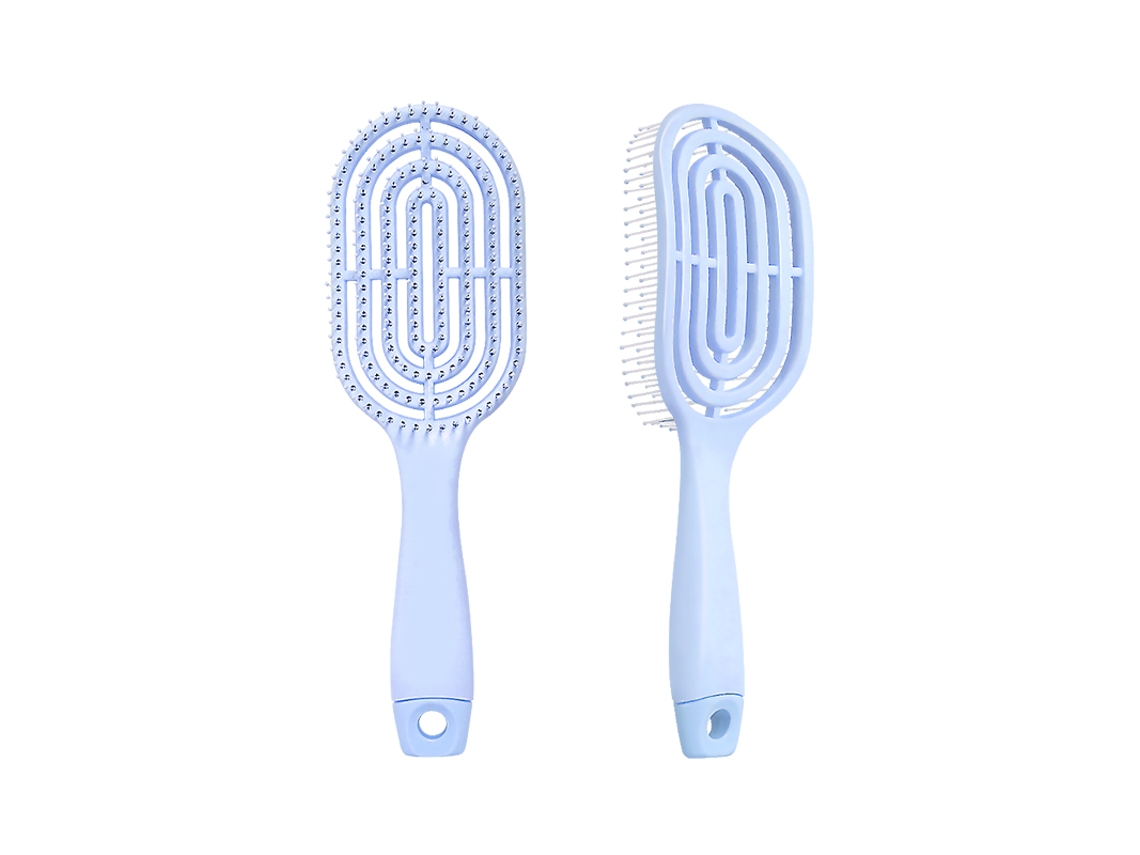(azul) Escova De Cabelo Oval Portátil Com Massagem Elástica Suave