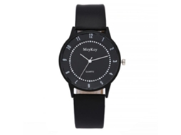 Reloj De Pulsera De Aleación Con Dial Redondo Analógico Correa De Pu Cuarzo Moda (negro)