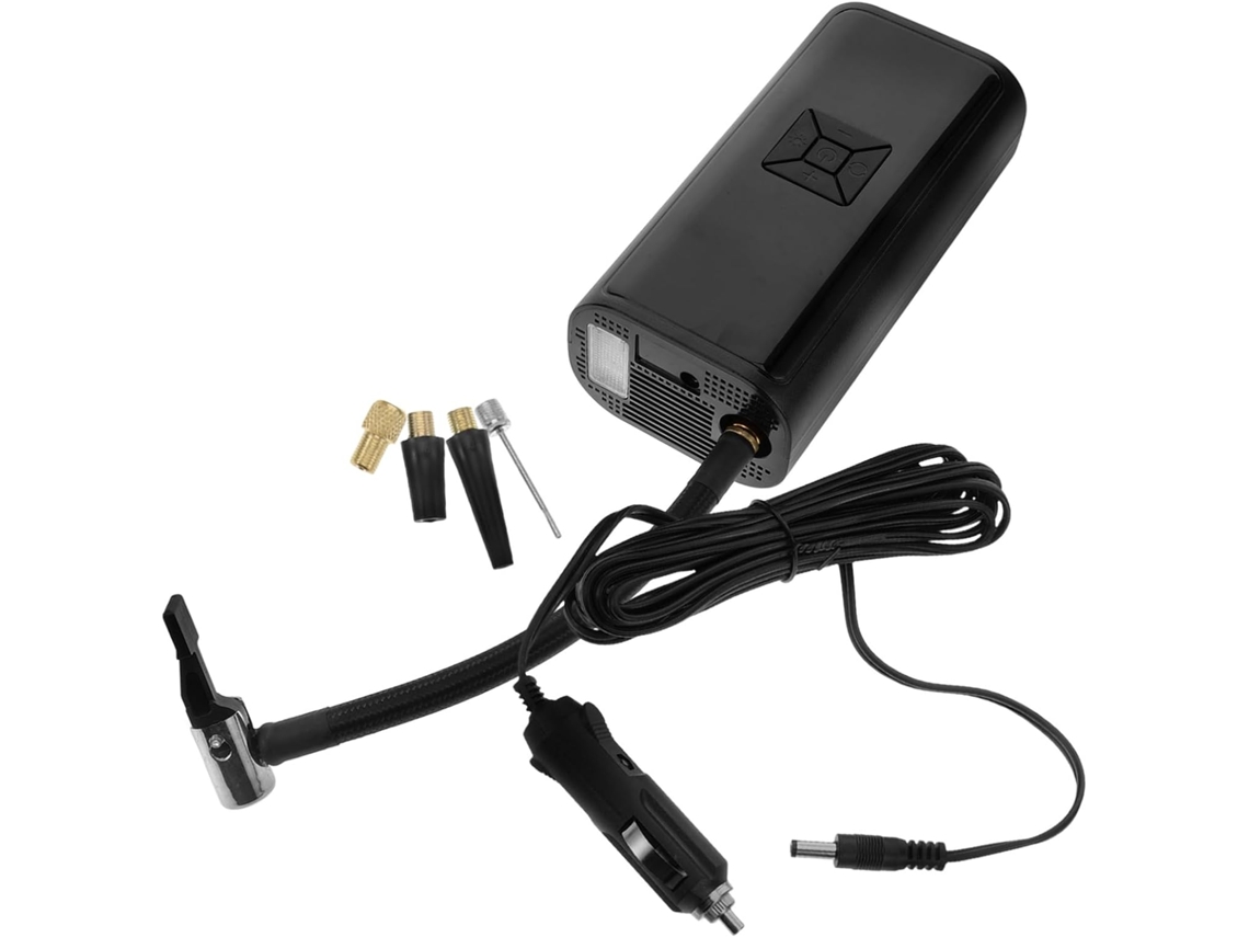 Bomba de ar portátil e compacta para pneus de carro e bicicleta, com 3 baterias.