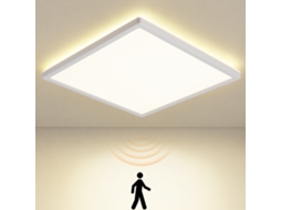 Candeeiro de Teto Led Branco com Sensor de Movimento 18w Quadrado 29cm 4000k Ideal para Corredores e Escadas ZMH