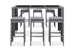 Conjunto de 7 Bar Jardim com Almofadões Vime Pe Cinzento MAISON EXCLUSIVE (7x7x7 cm)