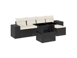 Conjunto de sofá de jardim 6 peças com almofadões Vime Pe Preto MAISON EXCLUSIVE (6 peças)