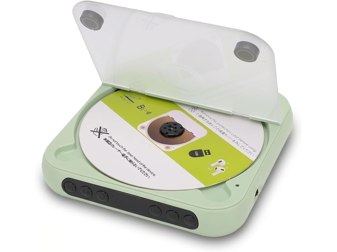 Leitor Cd Portátil Vbestlife Com Bluetooth 5.3, Tela Lcd, Dois Alto-falantes, Saída Aux E Cabo De Áudio De 3