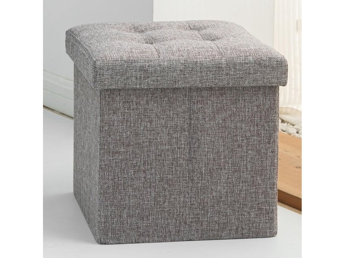 Caixa De Armazenamento Reclinável 30x30x30cm - Caixa De Armazenamento Com Tampão - Banqueta - Assento Extra - Armazenamento De Sapatos - Cinzento - Ar