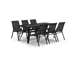 Garden Dining Set, Garden Dining Sets Vidaxl Preto Aço (mesa Com 180 Cm De Comprimento)