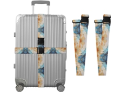 Conjunto De 2 Cintas Bagagem Personalizáveis Com Fivelas Para Malas, Nas Cores Azul Mármore E Laranja