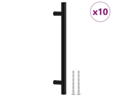 Conjunto 10 Puxadores para móveis VIDA XL aço inoxidável preto (160 mm)