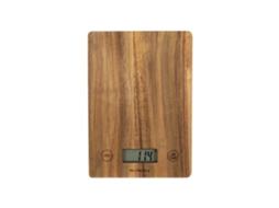 BALANÇA AQUAFORGE de cozinha em madeira de acácia, 5 Kg, com 4 escalas e visor LCD